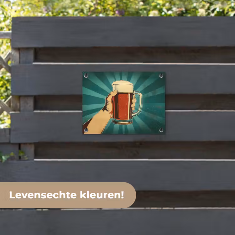 Tuinposter - Bierglas - Schuim - Retro - Groen — 6
