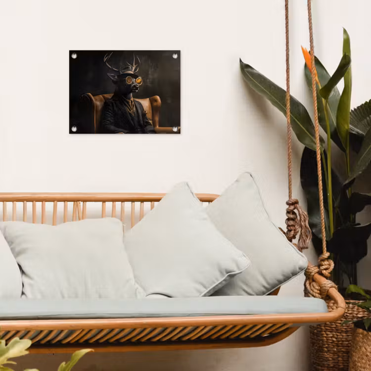 Tuinposter - Hert - Zonnebril - Zwart - Pak — 4