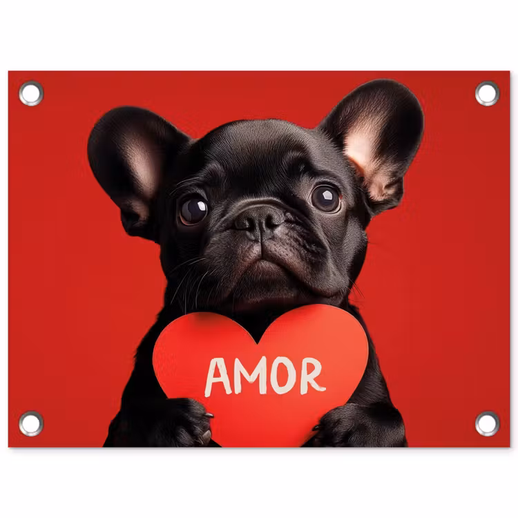 Tuinposter - Amor - Hond  - Hartje - Rood — 1