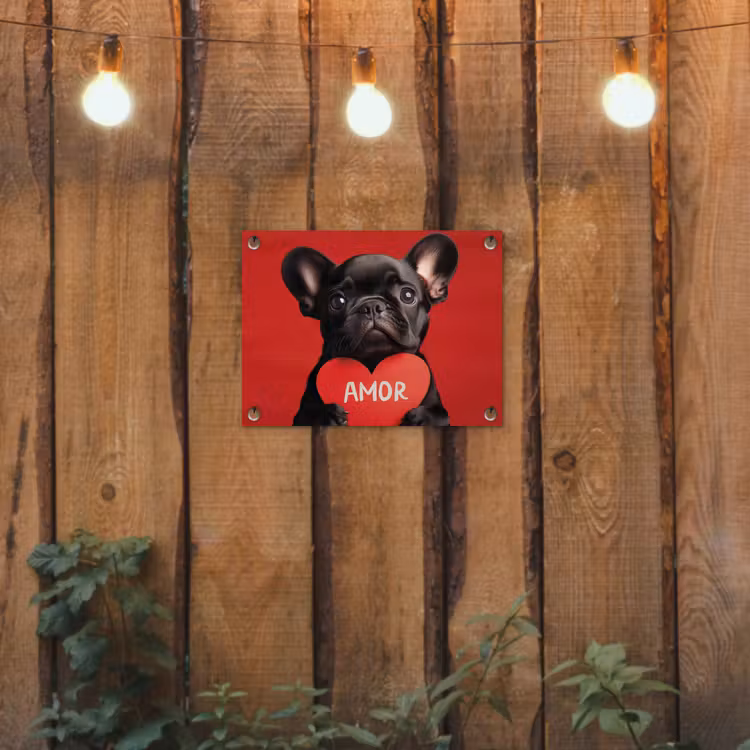 Tuinposter - Amor - Hond  - Hartje - Rood — 2
