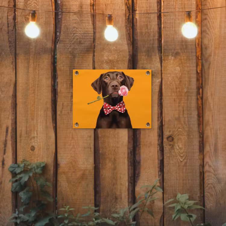 Tuinposter - Hond - Oranje - Roos - Valentijn — 2