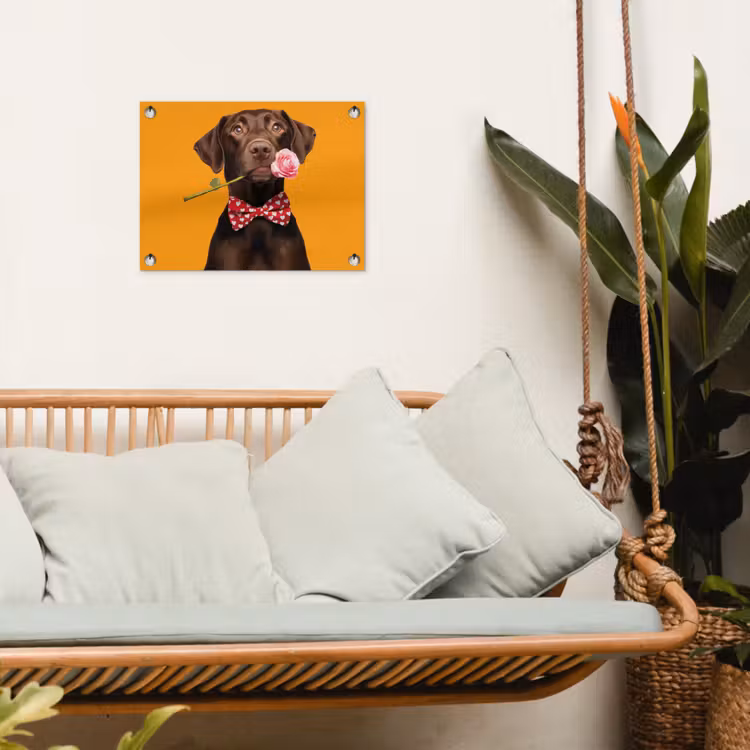 Tuinposter - Hond - Oranje - Roos - Valentijn — 4
