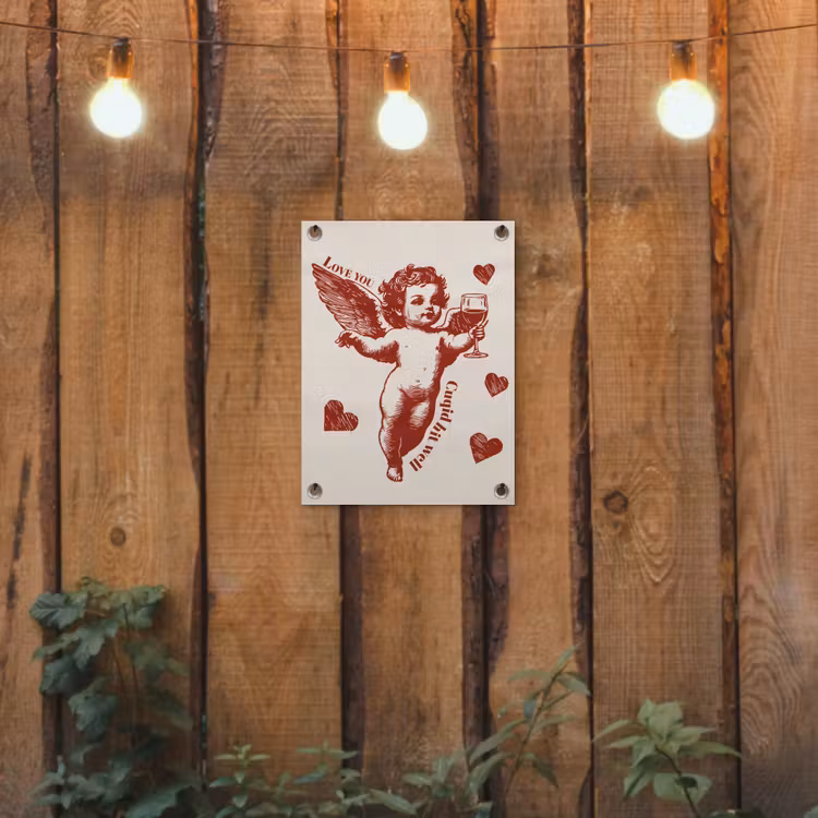 Tuinposter - Cupido - Hartjes - Rood - Klassiek — 3