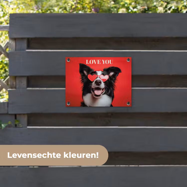 Tuinposter - Hond - Hartjesbril - Loveyou - Rood — 6