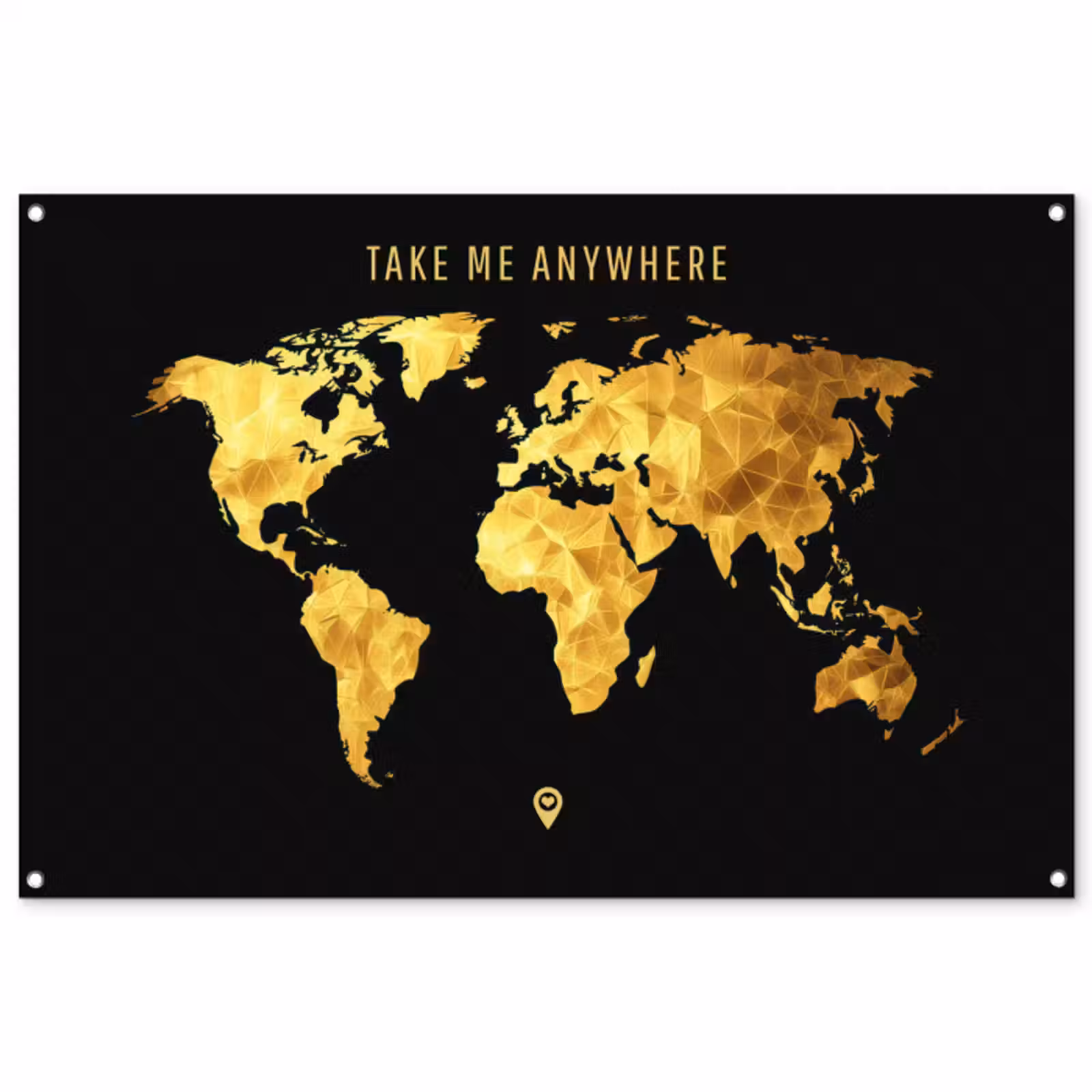Tuinposter - Goud - Wereldkaart - Quote — 1