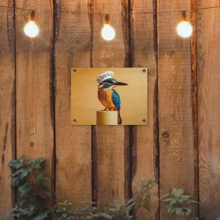 Tuinposter - Ijsvogel - Pilaar - Koksmuts - Vogel — 3