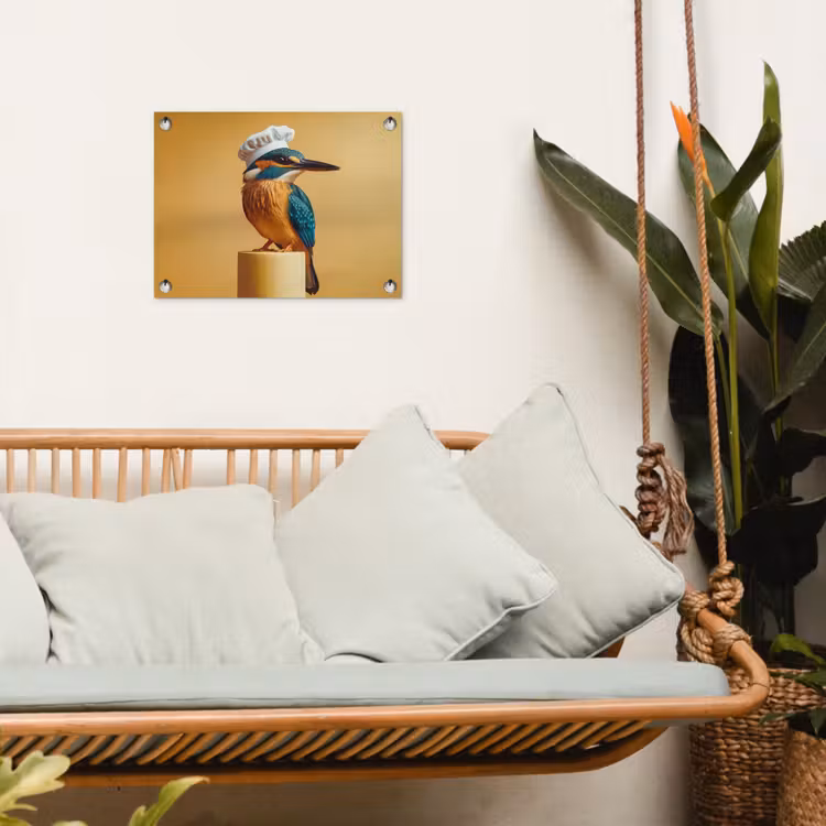 Tuinposter - Ijsvogel - Pilaar - Koksmuts - Vogel — 4