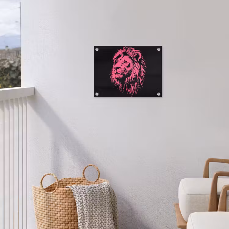 Tuinposter - Leeuw - Zwart - Roze - Neon — 5