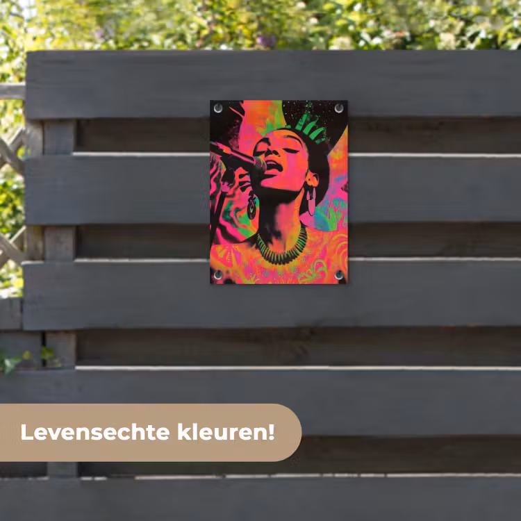 Tuinposter - Neon - Vrouw - Microfoon — 6