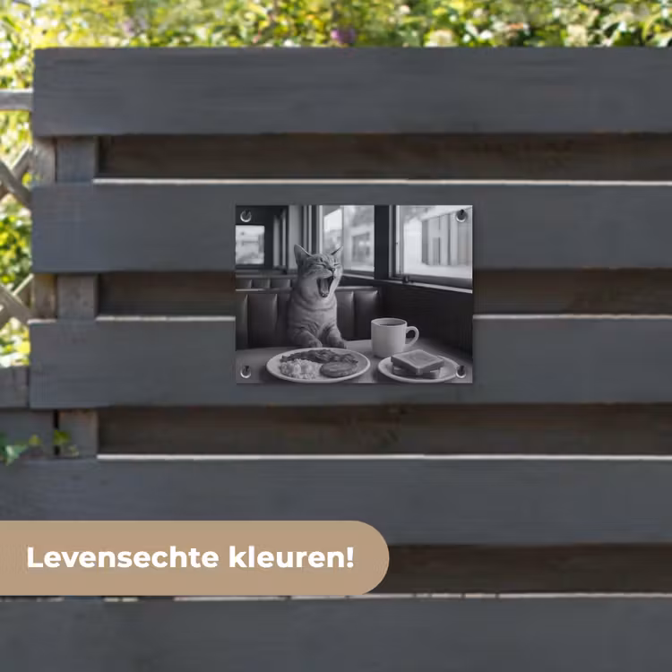Tuinposter - Kat - Koffie - Brood - Zwart — 6