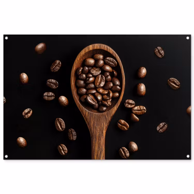 Tuinposter - Hout - Zwart - Koffiebonen — 1
