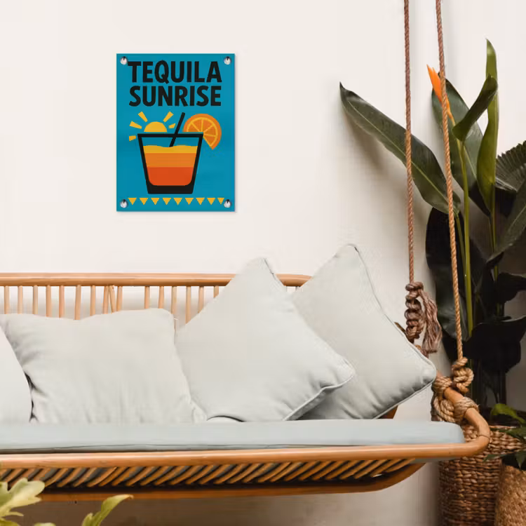Tuinposter - Illustratie - Tequila - Glas - Blauw — 4