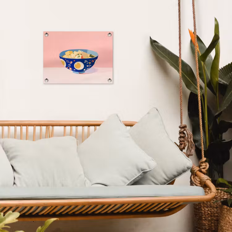 Tuinposter - Noodles - Kom - Blauw - Illustratie — 4