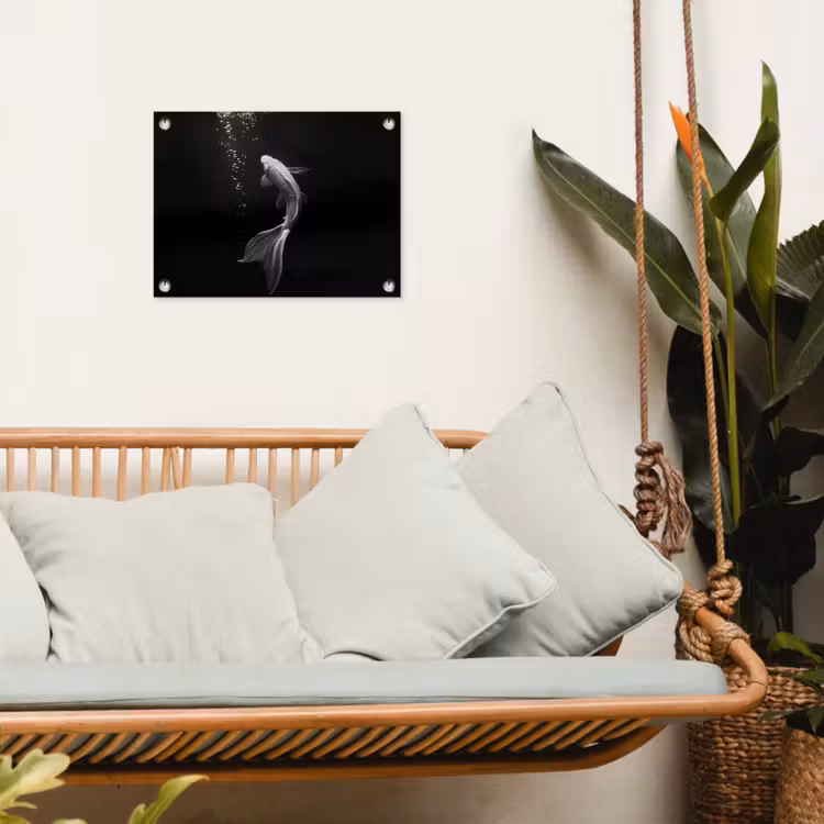 Tuinposter - Koi - Vis - Wit - Zwart — 4