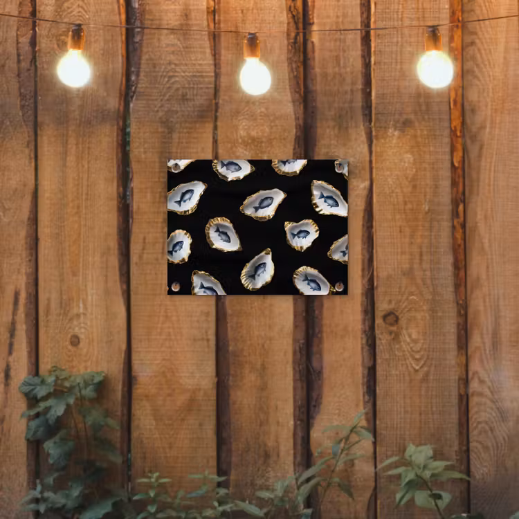 Tuinposter - Oesters - Vissen - Blauw - Goud — 3