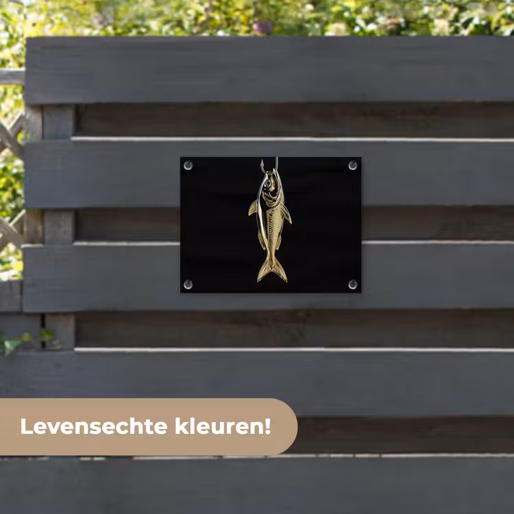 Tuinposter - Goud - Vis - Haak - Zwart — 6