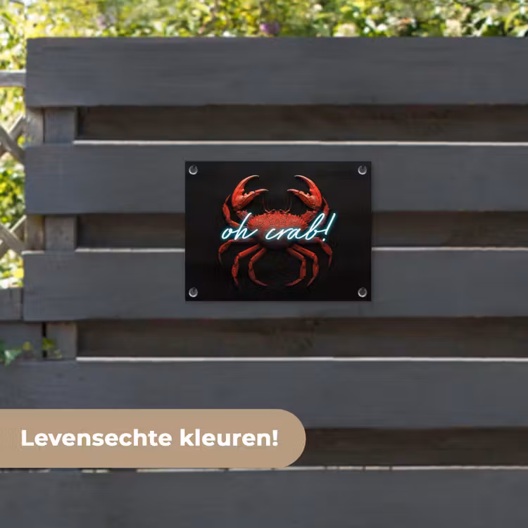 Tuinposter - Krab - Rood - Neon - Quote — 6