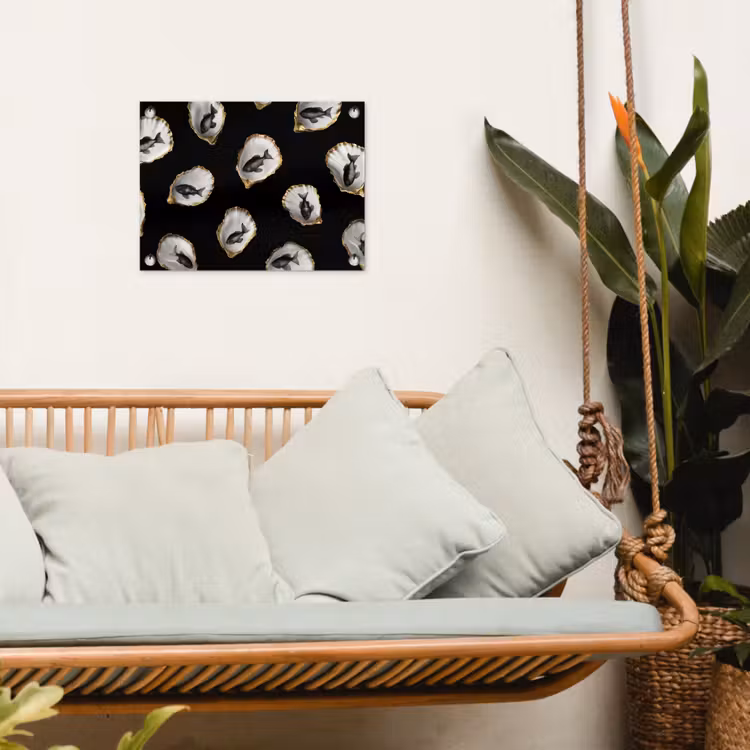 Tuinposter - Oesters - Zwart - Vissen - Goud — 4