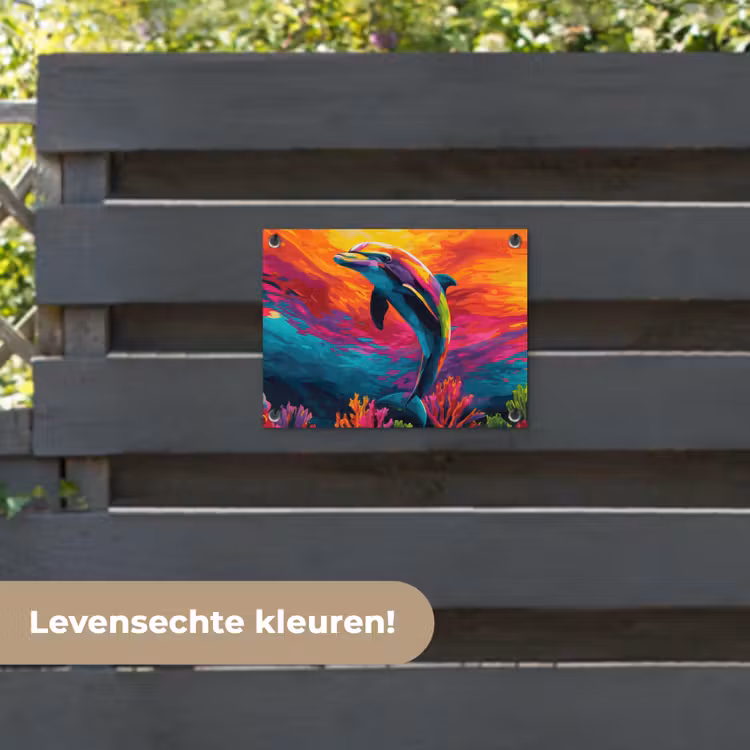 Tuinposter - Dolfijn - Kleurrijk - Oceaan - Koraal — 6
