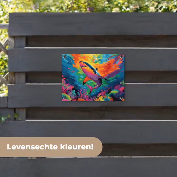 Tuinposter - Haai - Koraalrif - Abstract - Kleurrijk — 6