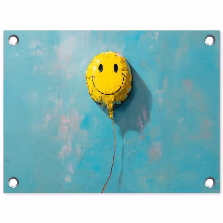 Tuinposter - Ballon - Geel - Smiley — 1