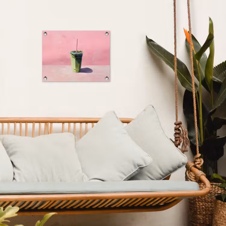 Tuinposter - Beker - Rietje - Minimalistisch - Groen — 4