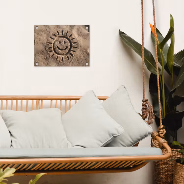 Tuinposter - Gezichtje - Zon - Zand - Getekend — 4