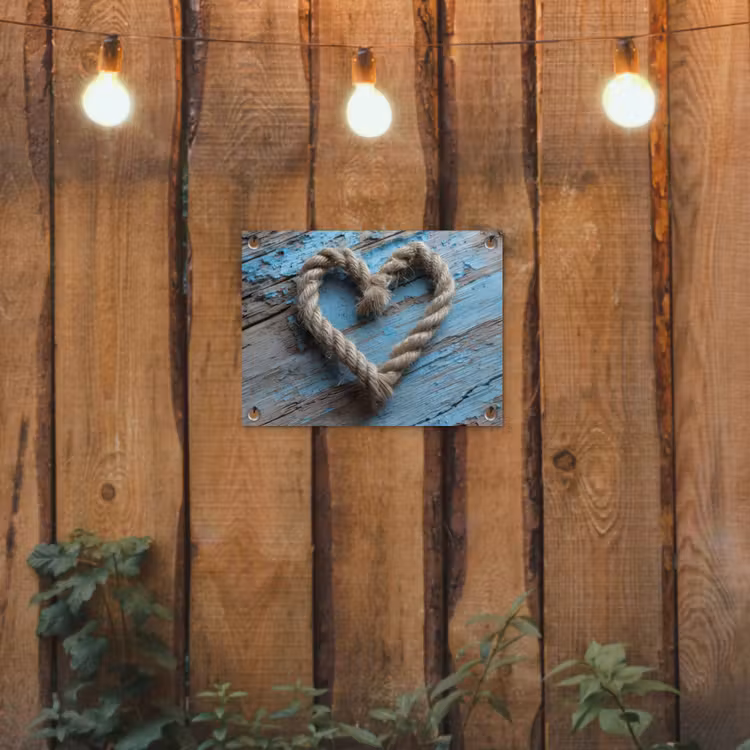 Tuinposter - Hart - Touw - Hout - Rustiek — 3