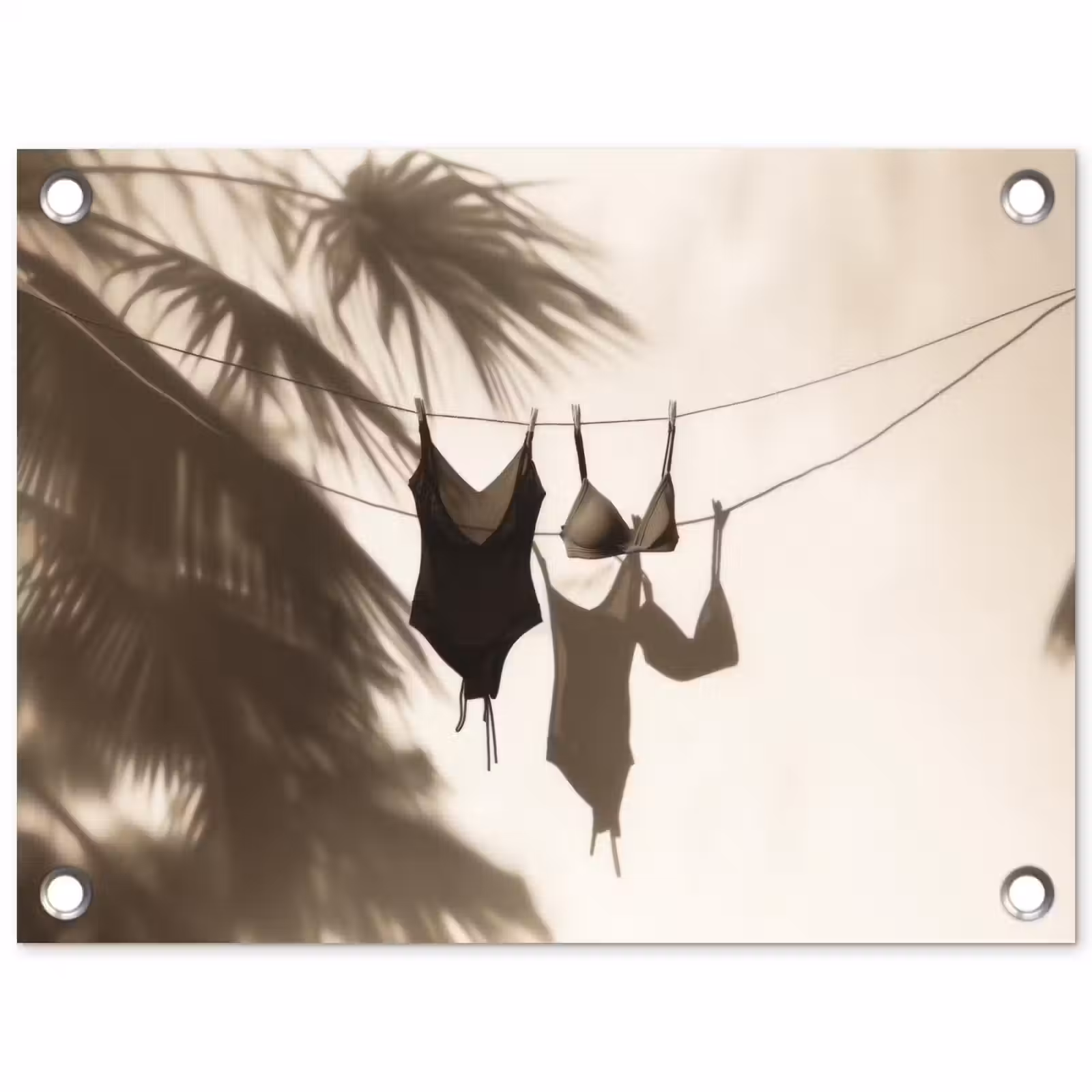 Tuinposter - Badkleding - Palmbomen - Schaduw - Tropisch — 1