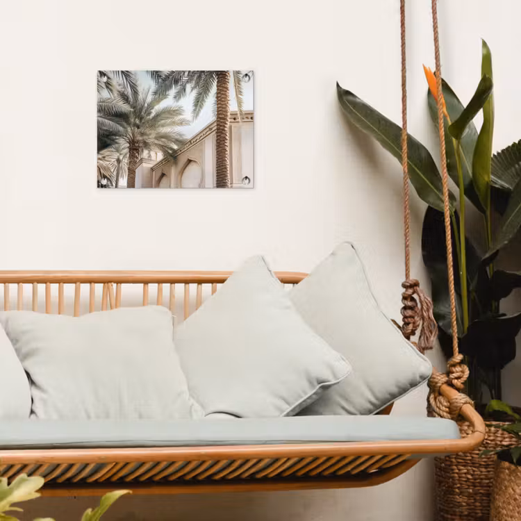 Tuinposter - Gebouw - Palmbomen - Beige - Zon — 4