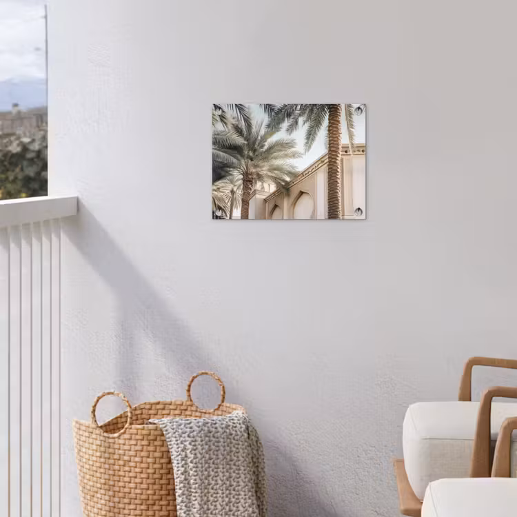 Tuinposter - Gebouw - Palmbomen - Beige - Zon — 5