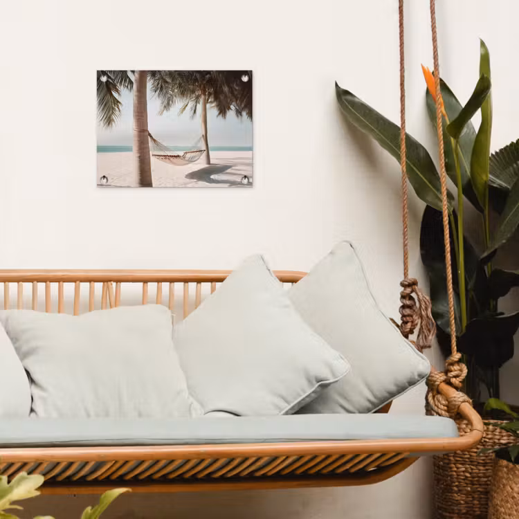 Tuinposter - Hangmat - Palmbomen - Strand - Zee — 4