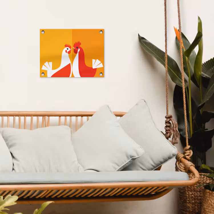 Tuinposter - Kippen - Oranje - Vlakken — 4