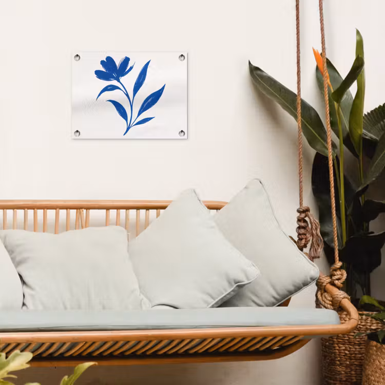Tuinposter - Bloem - Blaadjes - Minimalistisch - Blauw — 4