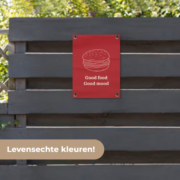 Tuinposter - Dieprood - Lijntekening - Tekst - Hamburger — 6