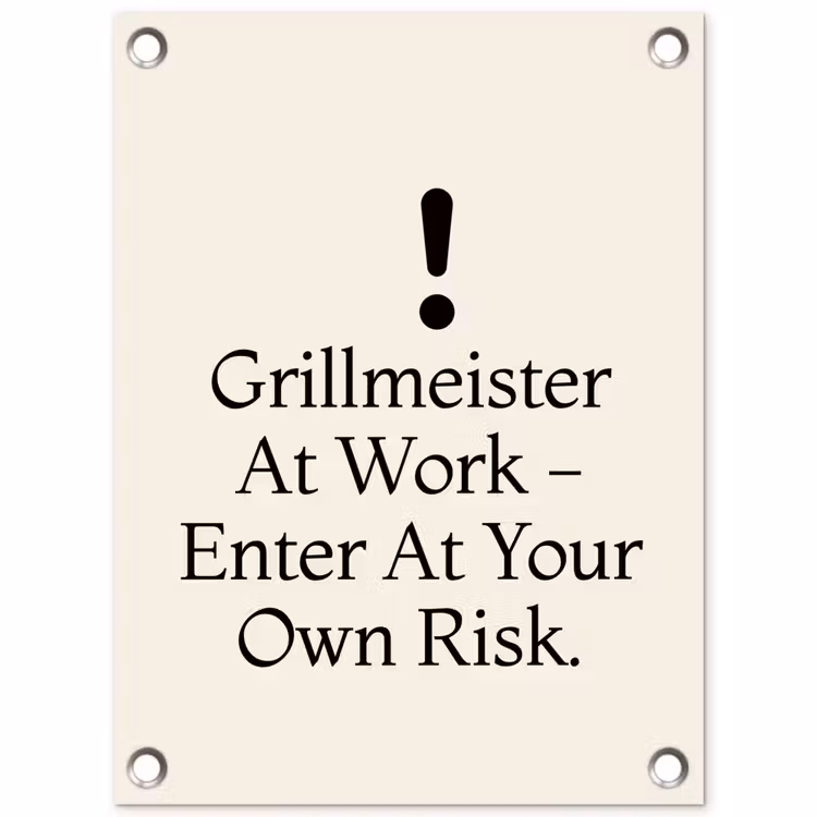Tuinposter - Grill - Uitroepteken - Zwart - Tekst — 1