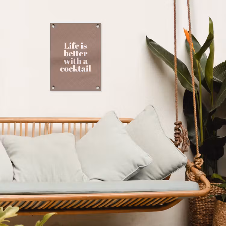 Tuinposter - Cocktail - Tekst - Patroon - Wit — 4