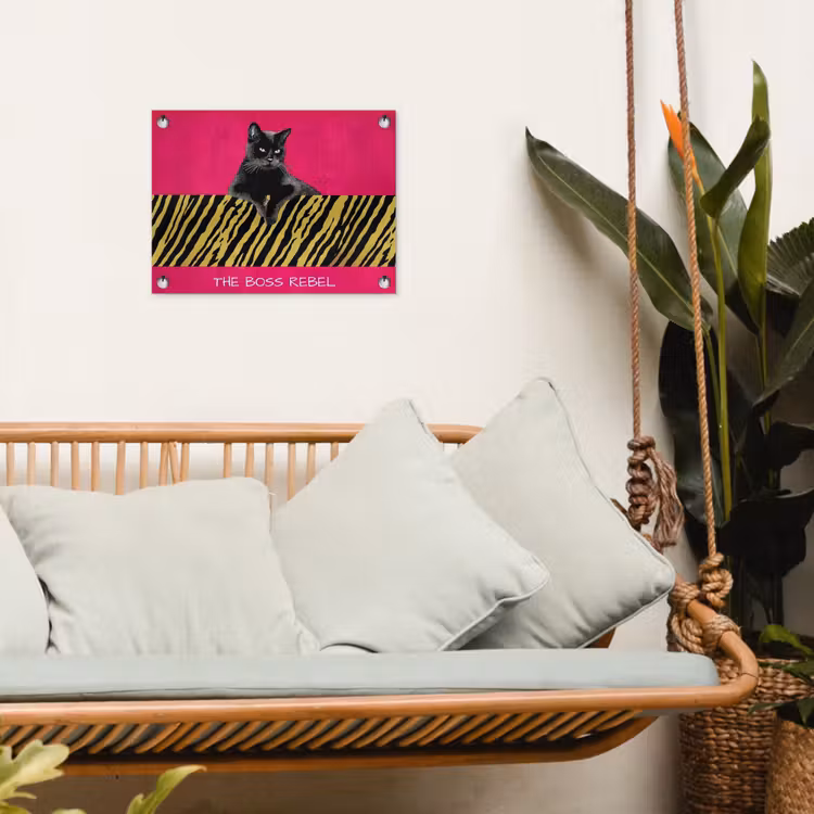 Tuinposter - Kat - Baas - Roze - Tijgerprint — 4