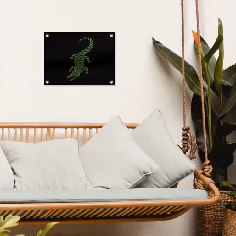 Tuinposter - Krokodil - Groen - Tijgerachtig - Strepen — 4