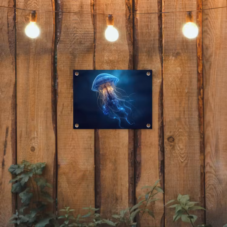 Tuinposter - Kwal - Lichtgevend - Tentakels - Blauw — 3