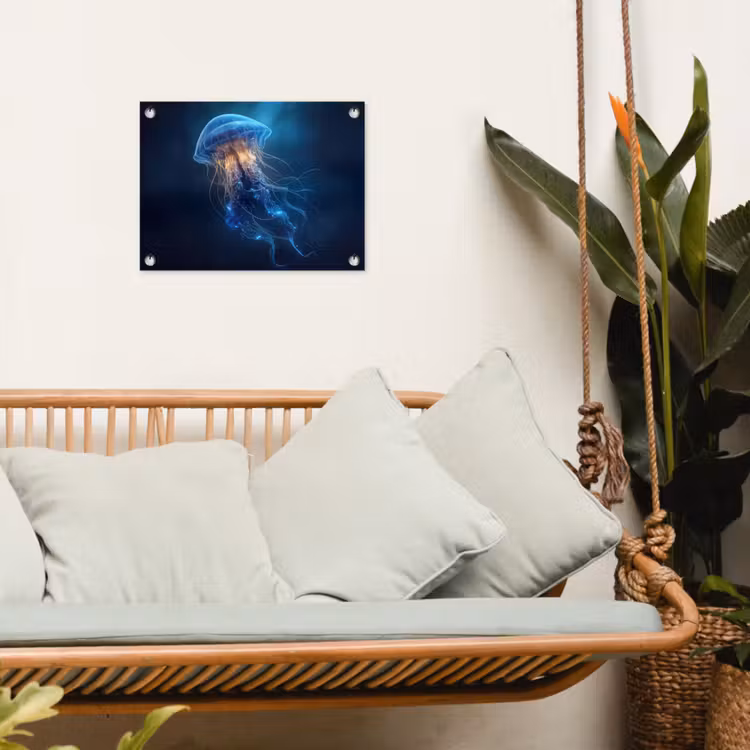 Tuinposter - Kwal - Lichtgevend - Tentakels - Blauw — 4