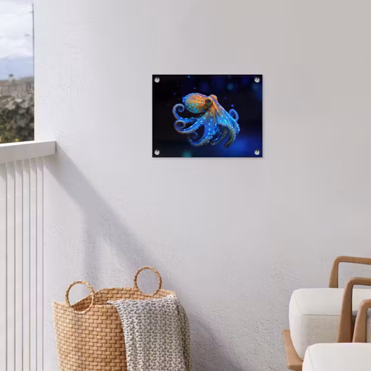 Tuinposter - Octopus - Stippen - Blauw - Zee — 5