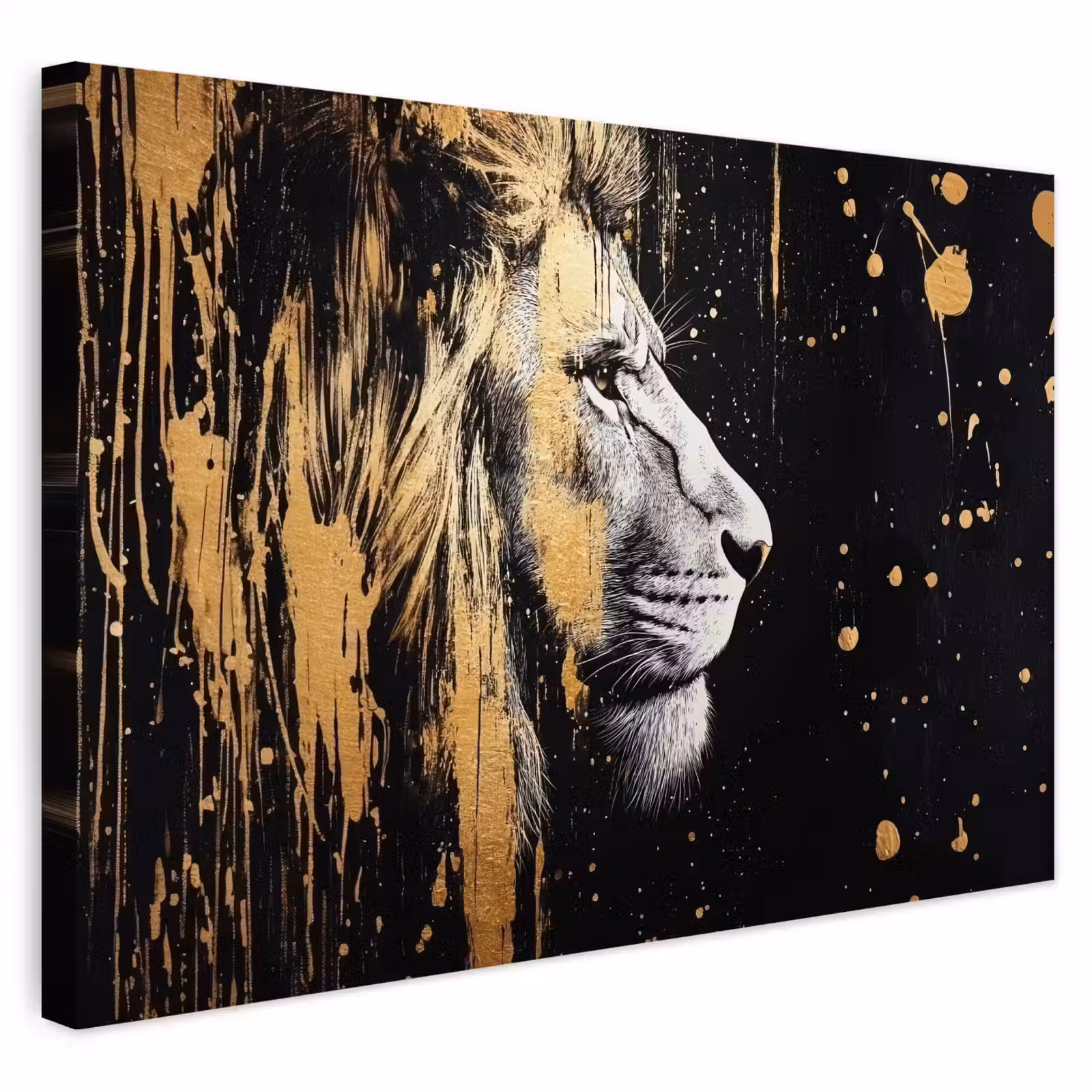 Buiten canvas - Portret - Leeuw - Abstract - Goud — 1