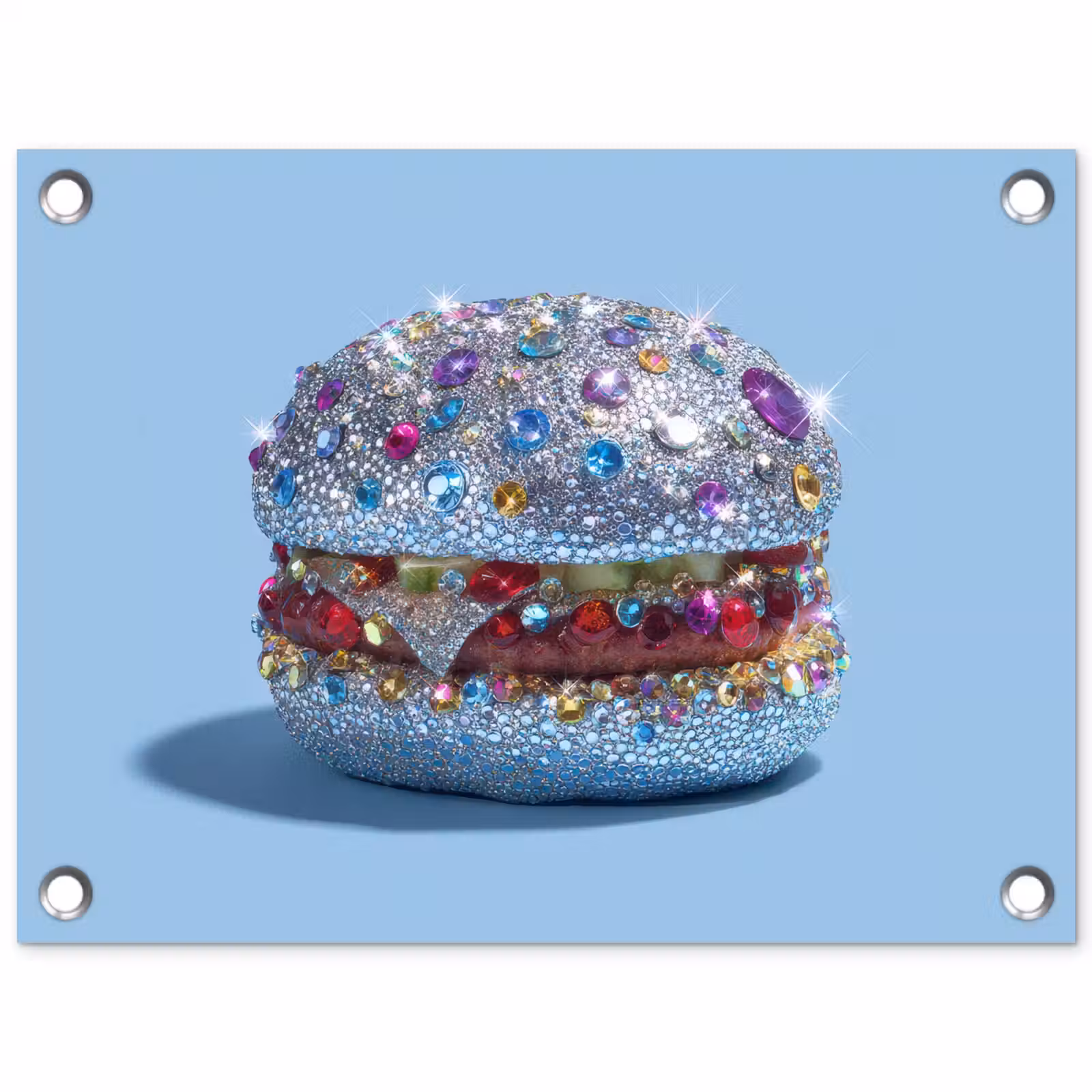 Tuinposter - Glitters - Hamburger - Blauw — 1