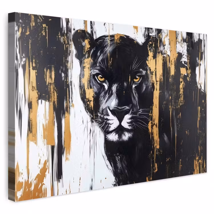 Buiten canvas - Panter - Zwart - Abstract - Verfstreken — 1