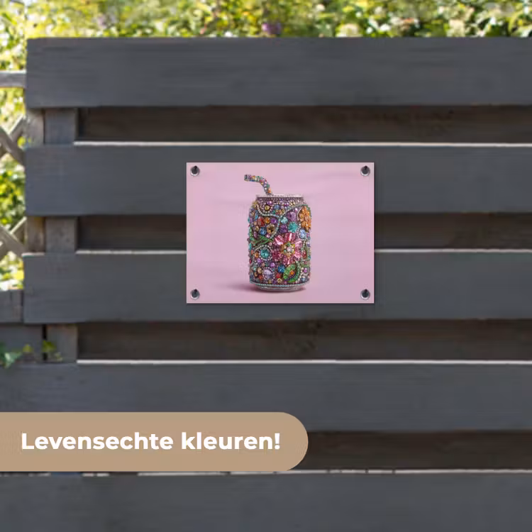 Tuinposter - Frisdrankblikje - Bloemenpatroon - Edelstenen - Kleurrijk — 6