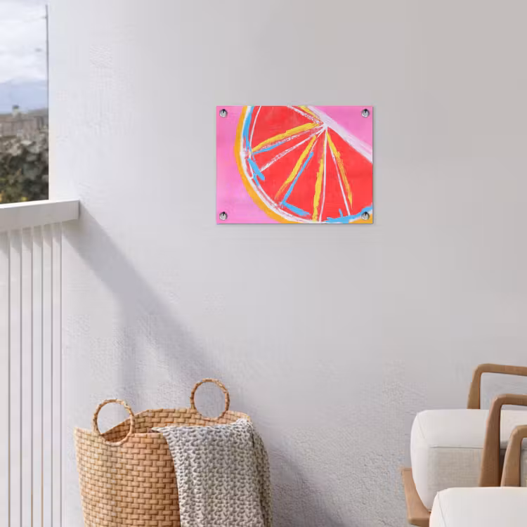 Tuinposter - Grapefruit - Geschilderd - Roze - Strepen — 5