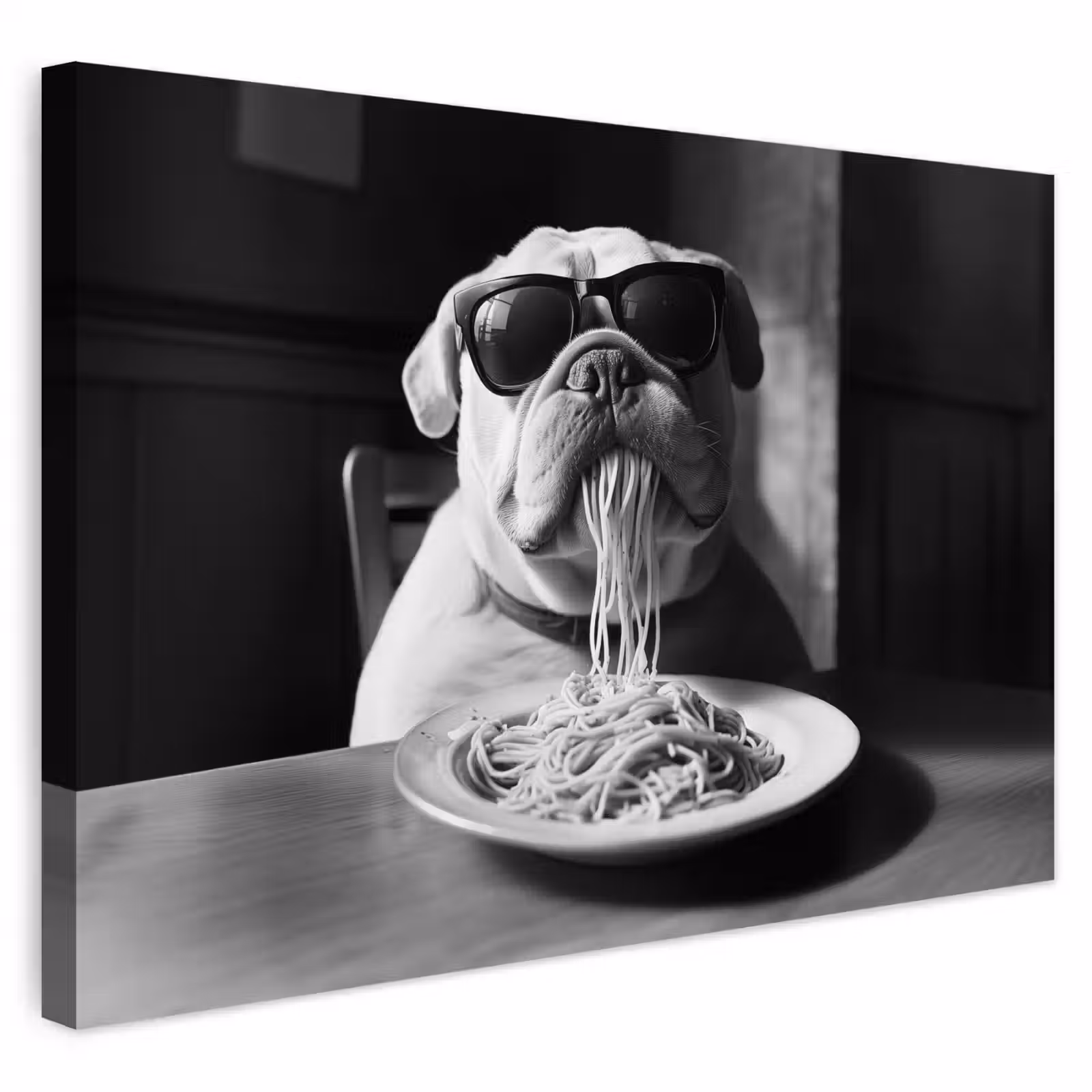 Buiten canvas - Hond - Bulldog - Pasta - Bril - Stoer - Dieren — 1