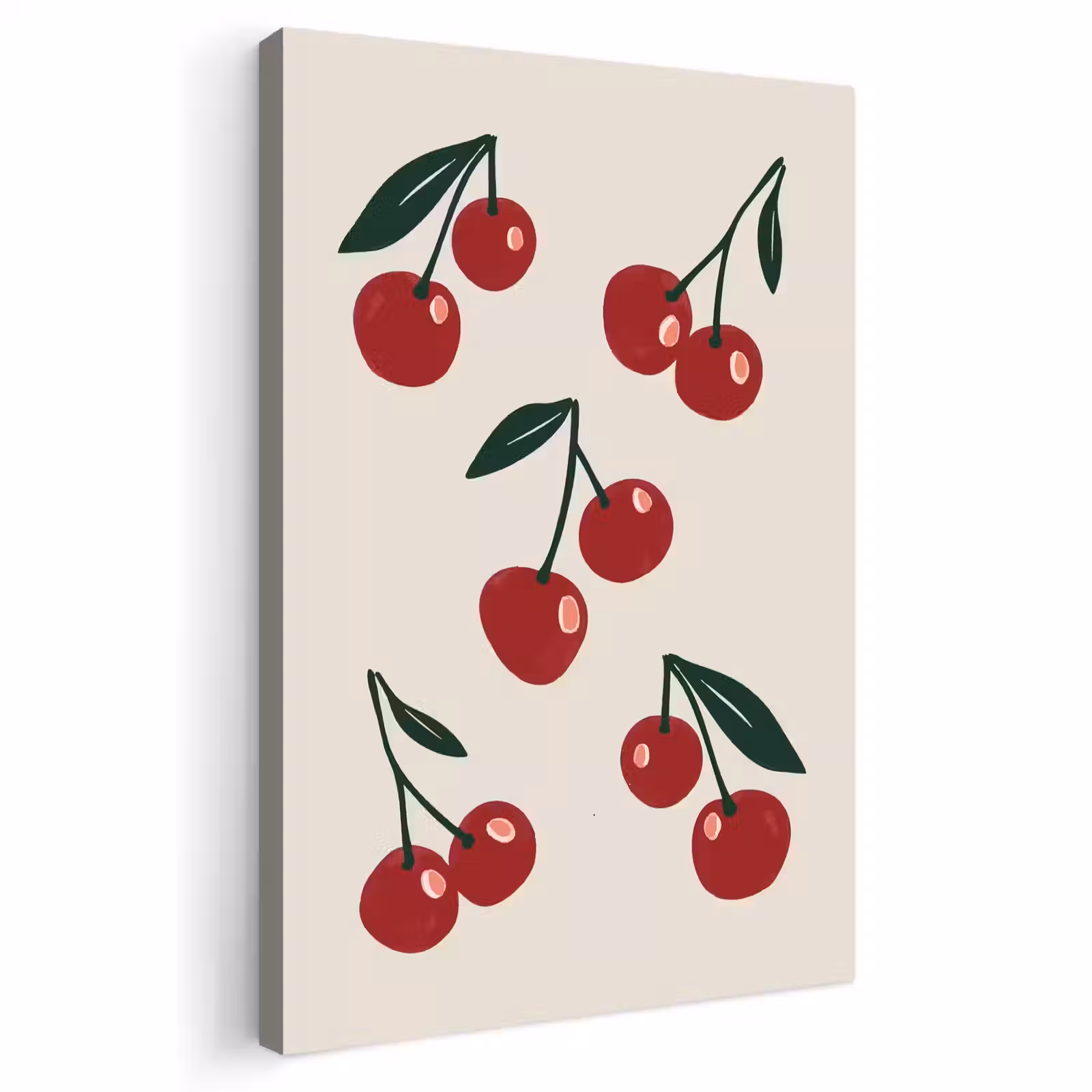Buiten canvas - Kersen - Blaadjes - Rood — 1