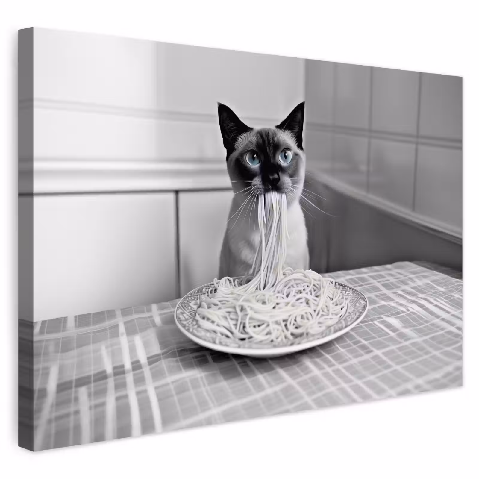 Buiten canvas - Kat - Siamees - Zwart Wit - Schattig - Dieren — 1
